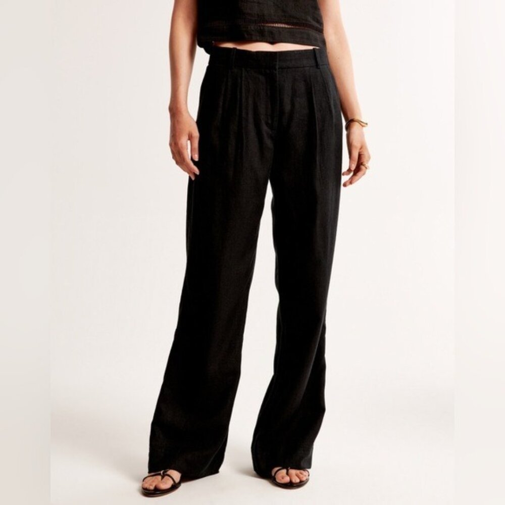 Wide-Leg High-Rise Black Pants